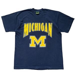 Vintage 90s Michigan Wolverines Big Logo Graphic T-Shirt Size XL Single Stitch